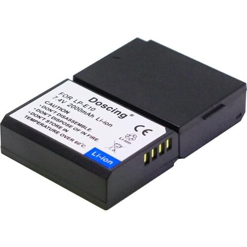 Doscing 2pcs LP-E10 LP E10 lpe10 7.4v 2000 mAh Digital Camera Battery for Canon 1200D 1100D 1300D Rebel T3 T5 KISS X50 X70