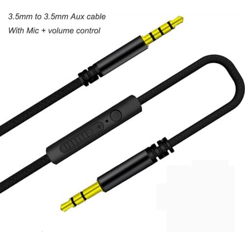 Audio Cable 3.5mm to Jack 3.5mm Car Speaker Line Aux Cable Male to Male with Mic to volume control for Huawei Samsung Headphone