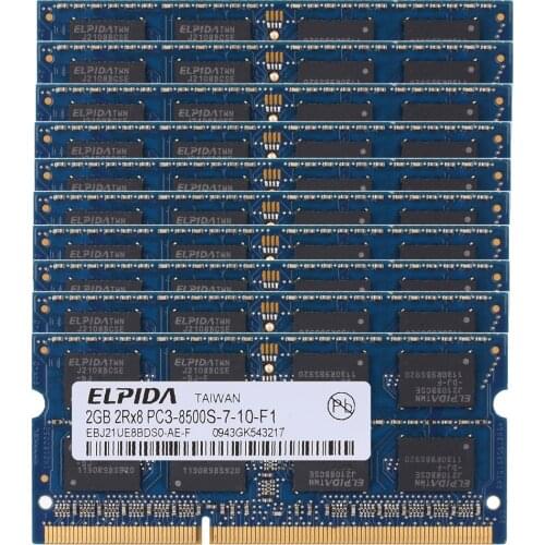 Used 10pcs lot 2GB PC3-8500S DDR3 1066MHZ 204pin 1.5V SO-DIMM RAM Laptop Notebook Memory Non-ECC