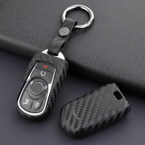 Carbon Fiber Key Fob Chain Case Cover For Buick Enclave Encore GX Lacrosse Regal Envision