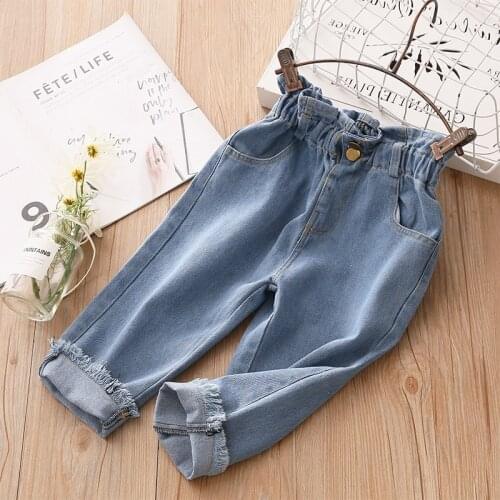 Baby Girl High Waist Jeans 2020 Autumn Winter New Toddler Outwear Kids Girls Coowboy Bud Pants Girls Jeans Baby Girl Clothes