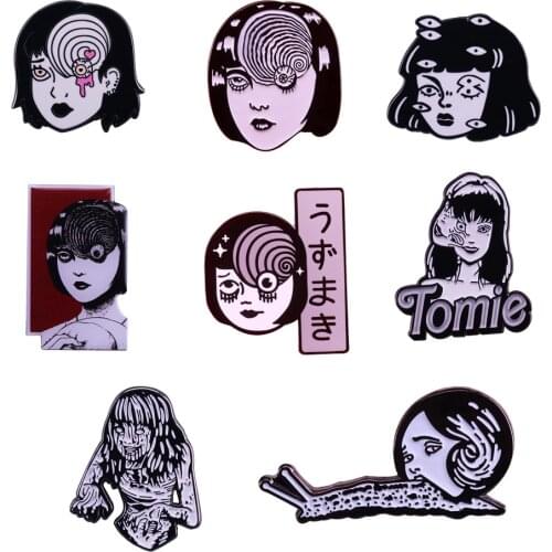 Uzumaki junji ito enamel pin Japanese Horror Character Lapel pin Goru Eyeball Manga Anime Jewelry