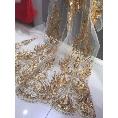 French Net Tulle Mesh Lace Fabric with Beads Top Quality ZH-66686 Beaded Lace Fabric