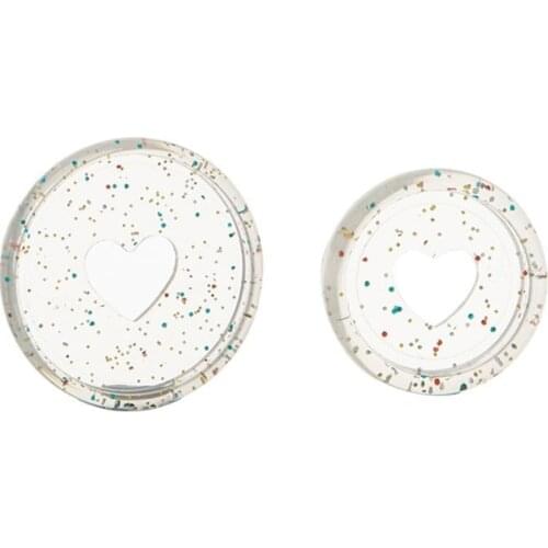 HX6A 20pcs Glitter Sequin Heart Binder Rings Mushroom Hole Loose Leaf Notebook Binding Plastic Disc Buckle Hoop DIY