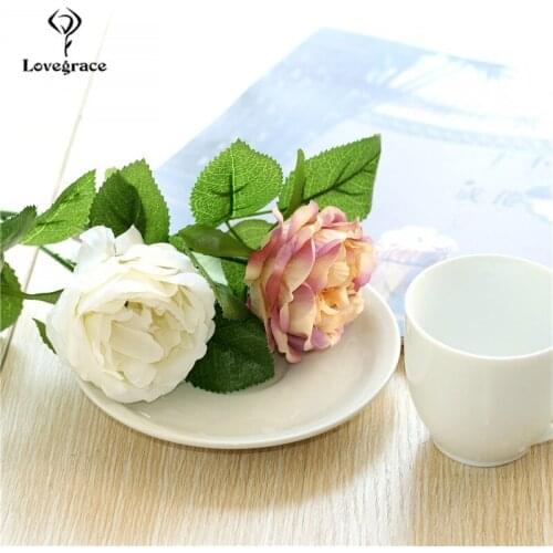 Artificial Fake Rose Silk Flowers Single Branch Rose Wedding Holding Flowers for Wedding Party Home Spring Decor Fake Flowers