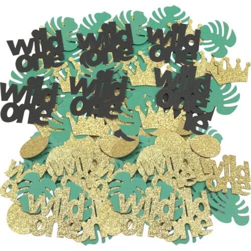 JQSYRISE 1Bag Wild One Confetti With Palm Leaf Crown Boy Girl First Birthday Party Anniversary 1st Birthday Table Scatter Decor