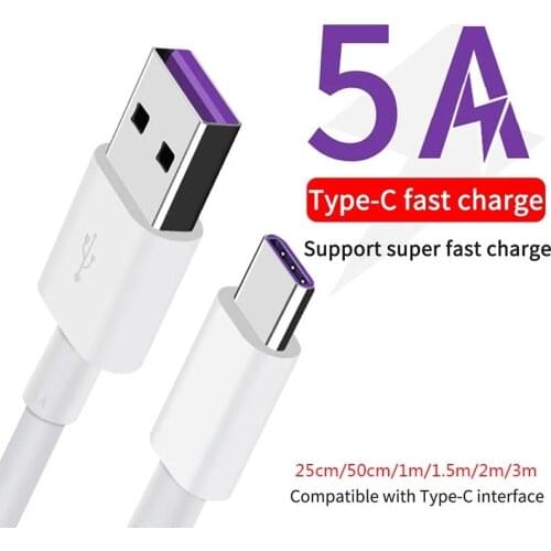 USB C Cable 5A Supercharge USB Type C Cable for Huawei p20 Mate 20 30 40 Pro 5A Quick Charging Fast Charger Cable for Honor V10