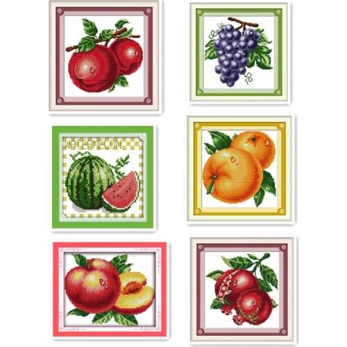 Mini small size variety of fruit DIY cross stitch orange grape peaches apple watermelon and other handmade embroidery needlewor