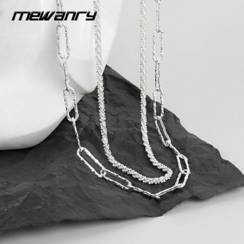 Mewanry 925 Sterling Silver Necklace for Women Summer New Trend Simple Sweet Design Sparkling Clavicle Chain Party Jewelry Gifts