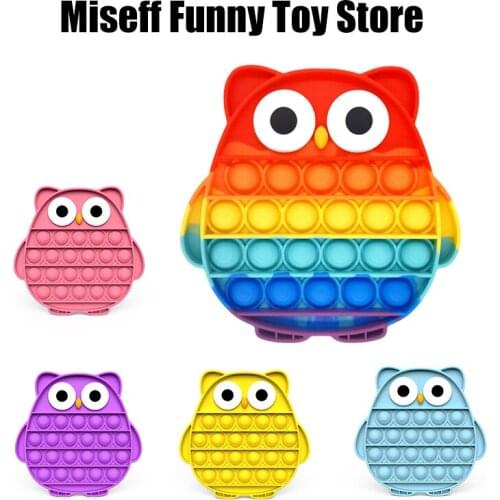 Cute Owl Rainbow Push Bubble Fidget Sensory Mini Toy Autism Special Fidget Squeeze Funny Stress Reliever Toys антистресс