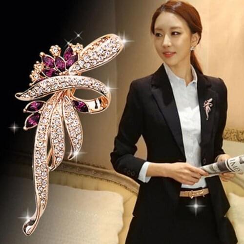 Fashion Women Brooch Pin Rhinestone Inlaid Flower Shape Brooch Pin Cardigan Shawl Clip Wedding Decor Gift Womans accesories