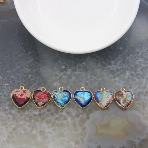 Trendy Love Heart Shape Emperor Stone Pendant,Sea Sediment Imperial Jaspers,For Jewelry Making DIY Necklace Earring Accessories