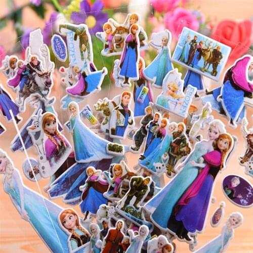 New 6-12 pcs/set Disney toy sticker Disney Frozen Mickey Pixar Car Princess Sofia Toys Cartoon 3D Stickers girls boy Stickers To