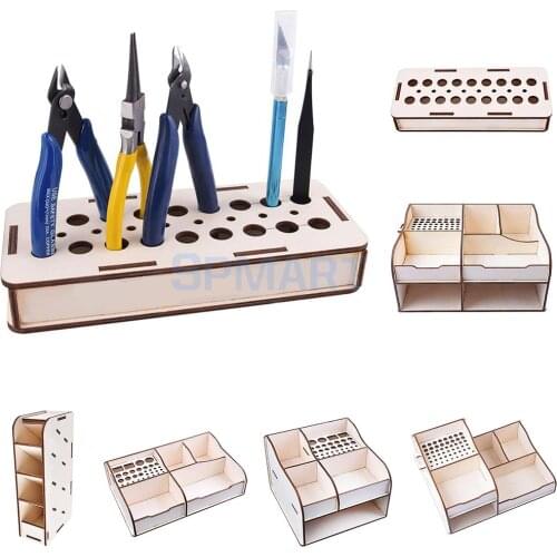 DIY Basewood Portable Action Figure Model Building Kit Tool Storage Rack Shelf for Gundam
