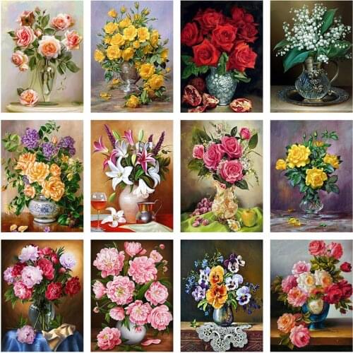 14/18/22/25/28CT Only 11CT printing Flowers DIY Cross Stitch Needlework Cross Stitch kit Embroidery