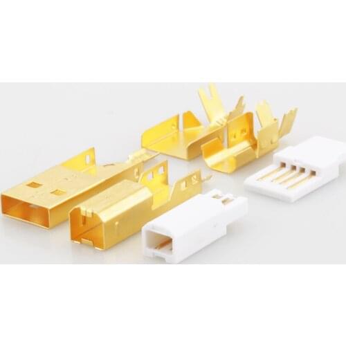 New Hi-End Gold Plated USB connector USB A+USB B Type A-B Plug For DIY USB Cable Taiwan Made
