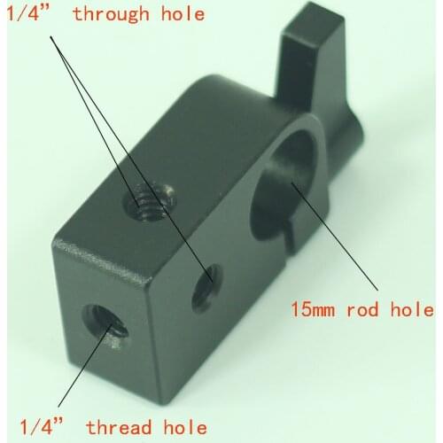 New Multi-function 15mm Single Rod Clamp For DSLR Rig System Support Flash Light and tripod