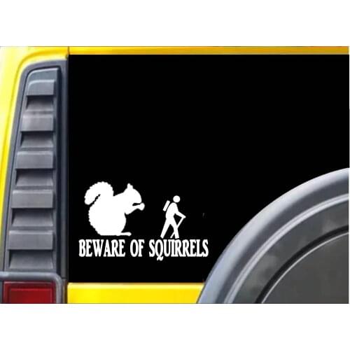 Beware of Squirrels Sticker hiking feeder decal window Sticker 20cm