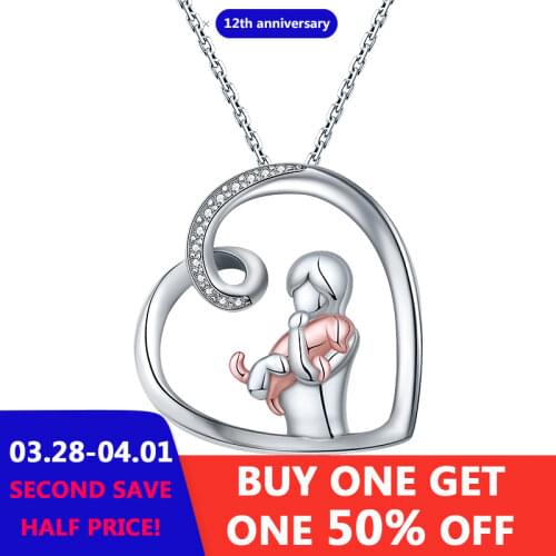 925 Sterling Silver Dog Necklace Lovely Animal Heart Pendant Necklace Fashion Christmas Mother Day Jewelry For Women,Pet Lover