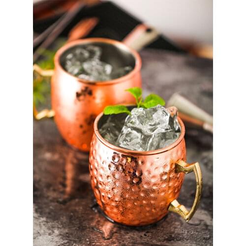 350/600ml Hammered Moscow Mule Mugs Beer Cup Stainless Steel Stemless Wine Shot Glasses Coffee Mug Cocktail Cup Bar Jug Pitcher