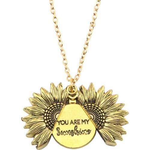 Sunflower Pendant Creative Double Layers Lettering Birthday Best Gifts For Girlfriend Wife Mother Valentine' Day