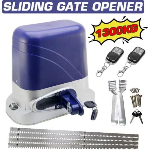 1300KG Automatic Electric Sliding Gate Opener Drive with 4m Steel Racks Remote Control Sliding Gate Door Motor Actuator Operator