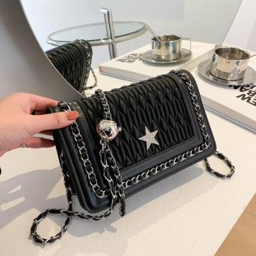 Womens Premium Texture Luxury Shoulder Bag 2021 New Fashion Designer Five-pointed Star Chain Handbag All-match Messenger Bag
