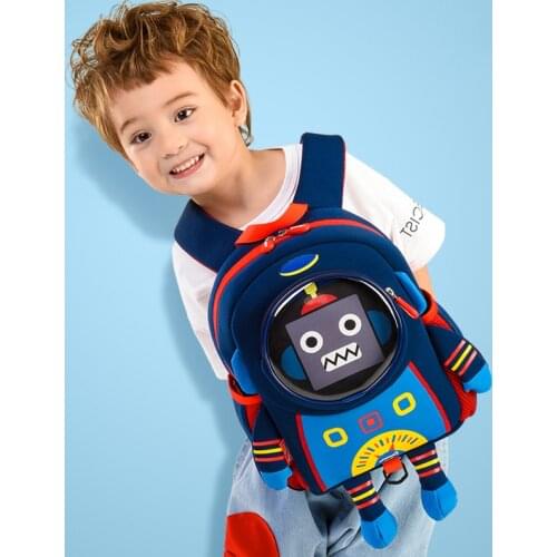 Anti-lost 3D Cartoon Space Robot Children Backpack Kids Girls Boys School Bags Toddler Baby Kindergarten Backpack