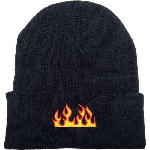 Flame Beanie Warm Winter Hats For Men Women Ladies Acrylic Skull Cap Knitted Hip Hop Autumn Casual Skullies Outdoor Cold