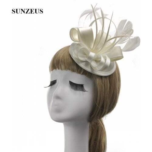 Ivory Bridal Hats With Feathers Wedding Headwear Women Party Hat chapeu de casamento SQ035