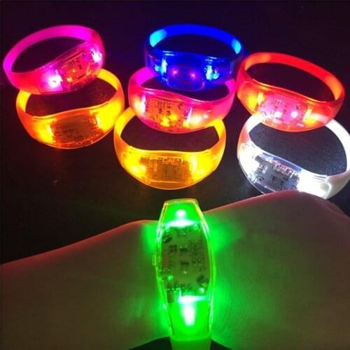 Voice-activated Silicone Bracelet Flash Button Bracelet Safe Electronic Led Wristband Toys For Bar Night Light Party Supplies