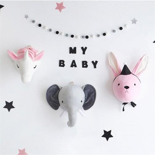 Nordic Animal Head Elephant Deer Fox Swan Lion Tiger Head For Baby Room Decor Baby Kids Bedroom Hangings Wall Decor Best Gifts