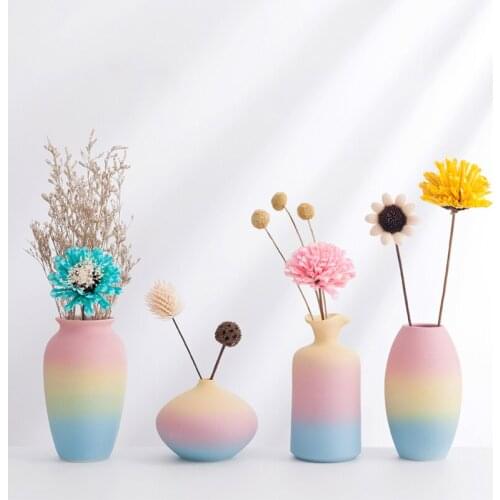 Creative Rainbow ceramic mini vase living room decoration fresh dried flowers container fairy garden miniatures home decoration