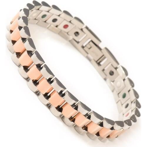 Wollet Jewelry Magnetic Therapy Stainless Steel Bracelet Bangle for Men Health Care Energy Healing