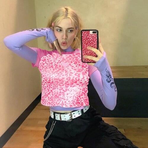 Women Short Sleeve T Shirt 2021Summer Ladies Leopard Heart Embroidery Crop Top Casual Slim Fit Basic Tee Tops Female