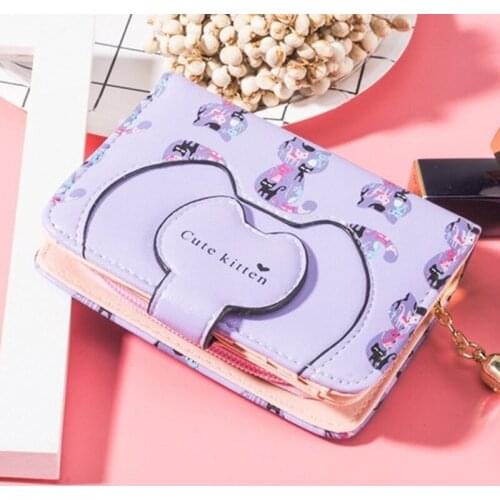 Tassel Cartoon Cat Women Wallet Printing PU Leather Women Wallet Brand Designed Coin Purse Female Card Holder Cute Girl Wallet