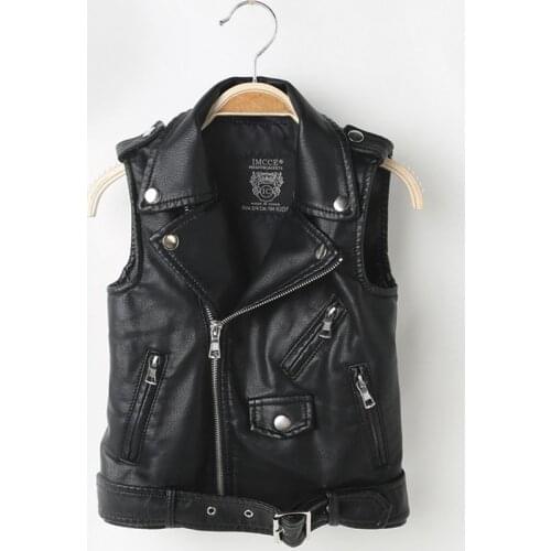 Fashion Baby Boy Vest Children Girl PU Leather Waistcoats Jacket Kids Outerwear Sleeveless Coat Boys Motorcycle Vest DQ199