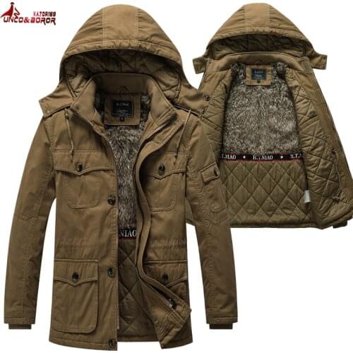 Winter Jacket Men Thicken Warm Cotton-Padded Fleece Jackets Mens windbreaker Fur Hooded outwear Parka coats snow clothing L~5XL