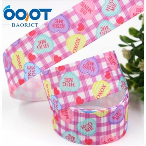1'' 25MM 10yards Plaid love Printed grosgrain ribbon,DIY handmadeHair accessories Material wedding gift wrap