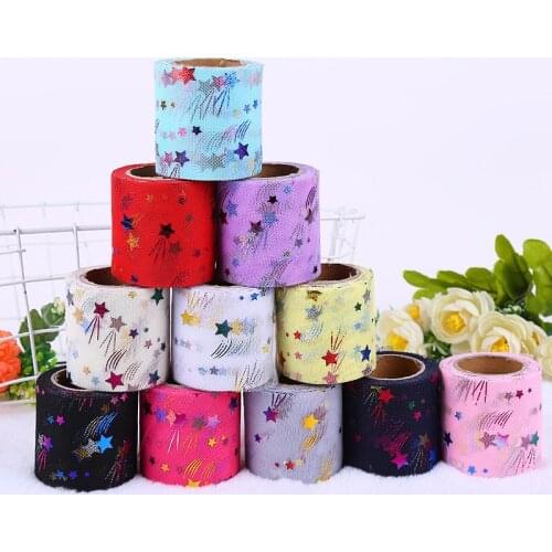 10 yards 6/8/10cm Colorful Star Ribbon Bronzing Gift Handwork hair accessories Cloth bow DIY soft Wedding Birthday Party Decor