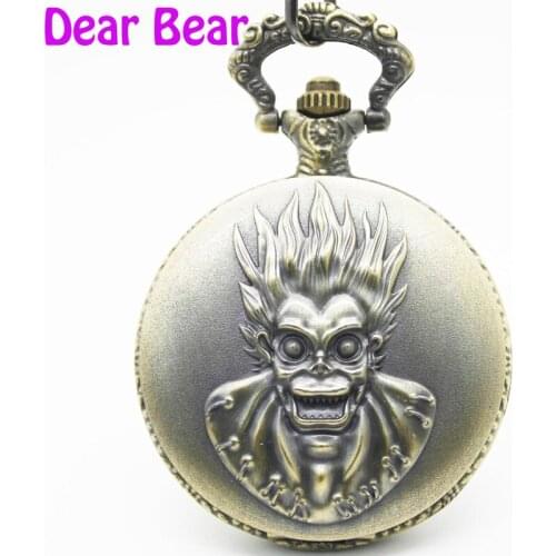 1060) Wholesale Vintage Bronze Death Note Death Pocket Watch Necklace, Dia 4.7.cm, 12pcs/lot