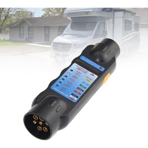 12V European 7 Pin Trailer Plug Socket Tester Durable Truck Wiring Circuit Light Test Tool RV Car Trailer Socket Circuit Testing