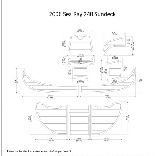 2006 Sea Ray 240 Sundeck Swim Platform Pad 1/4" 6mm Boat EVA Teak Decking
