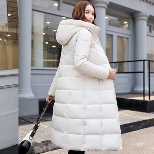 2018 Polyester Long Zipper Slim Full Flocking Promotion New Winter Jacket Korean Big Wear Knee And Cotton Coat