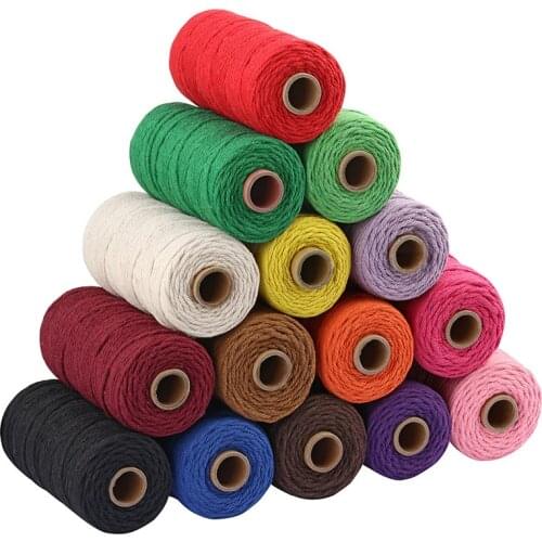 3mm Cotton Macrame Rope Multi-color 4 Twisted String Cord Thread For Tapestry Decorative Handmade Home Decor DIY Craft 100M