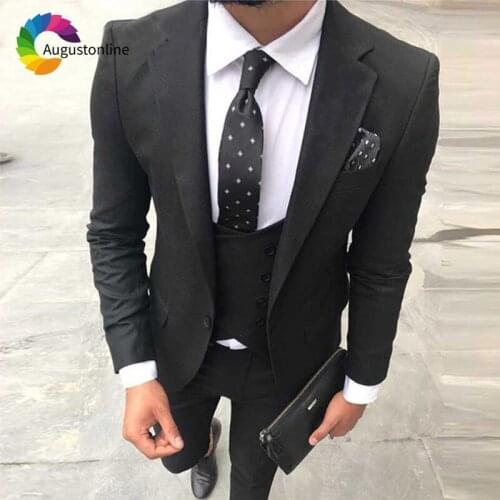 Tuxedo Business Black Men Suits For Wedding Bridegroom Regular Fit Smart Casual Blazer Terno Masculino Best Man Prom 3 Pieces