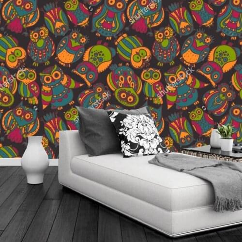Custom childrens wallpaper,cute colorful owls,3D cartoon murals for the living room bedroom background wall vinyl wallpaper