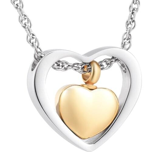 IJD8078 Two Hearts Cremation Jewelry for Ashes - Memorial Keepsake Urns Pendant Necklace for Men/Women, Fathers Day Gift