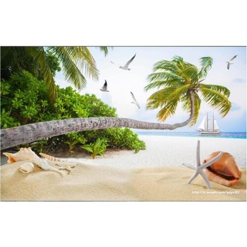 Custom any size mural on the wall paper 3 d Coconut beach sea view home decor photo Wallpaper in the living room