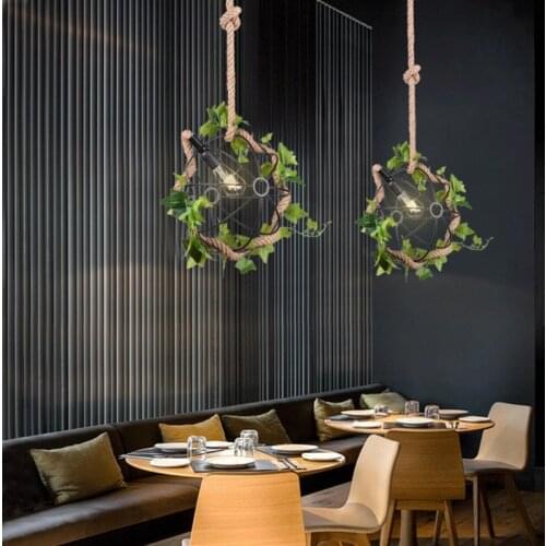 Simulation Green Plant Pendant Lamps Creative Modern Simple Plant Hanging Lights For Restaurant Coffee Shop Clothing Shop